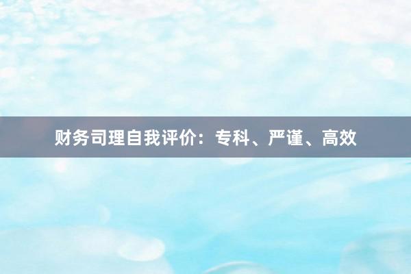 财务司理自我评价：专科、严谨、高效